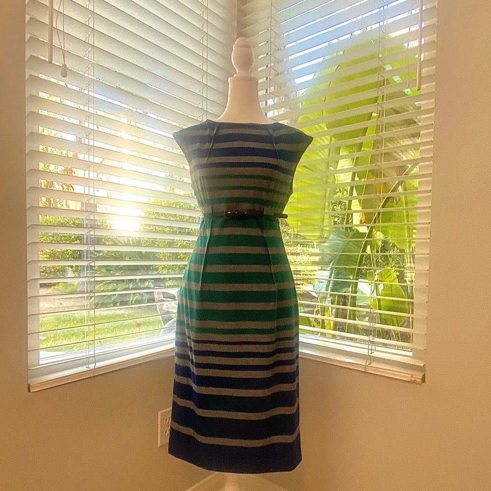 Calvin Klein Sleeveless Midi Dress w/ Belt Cinched in at waist Size 2 - Picture 2 of 15